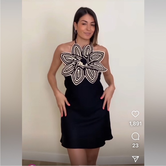 ZARA BLOGGERS FAVORITE FLOWER CROCHET KNIT DRESS - Picture 7 of 17